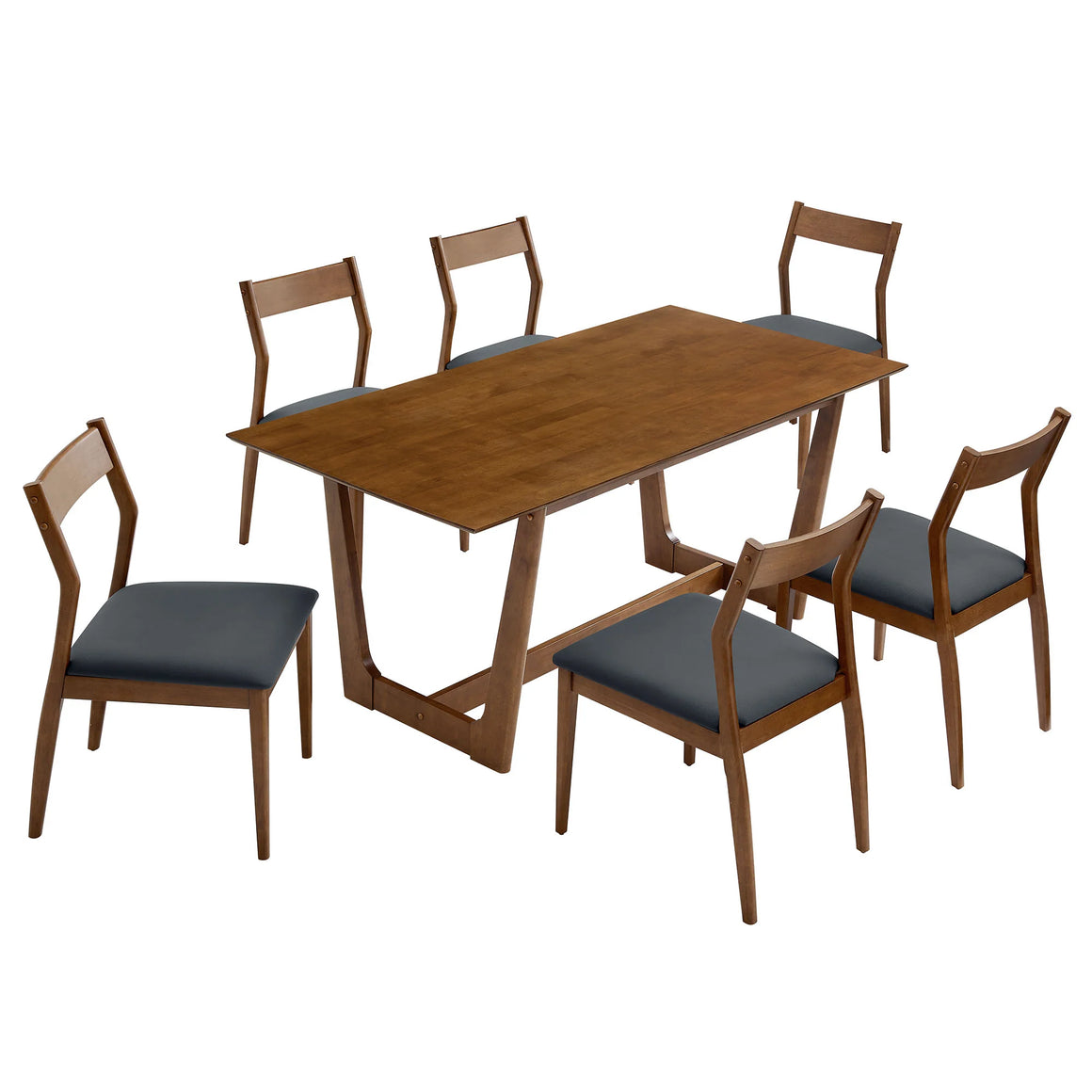 Solara 7-Piece Armless Wood Dining Set in Vegan Leather