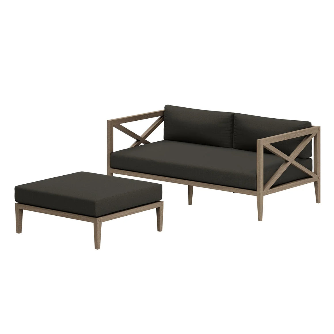 Northlake Outdoor Teak Loveseat & Ottoman Set
