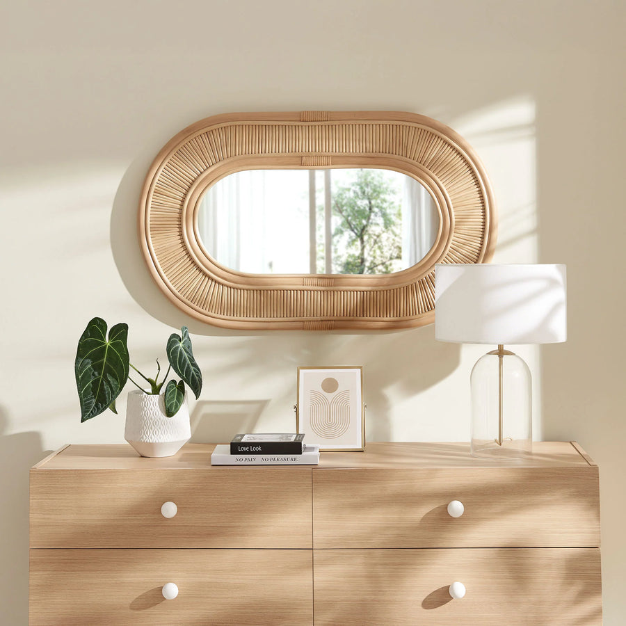 Sovana Oval Rattan Wall Mirror - taylor ray decor