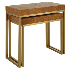 Burl-esque Wooden Nesting Tables, S/2