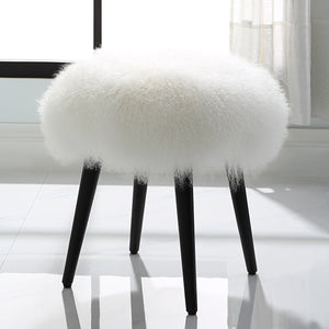 Wooly Sheepskin Accent Stool