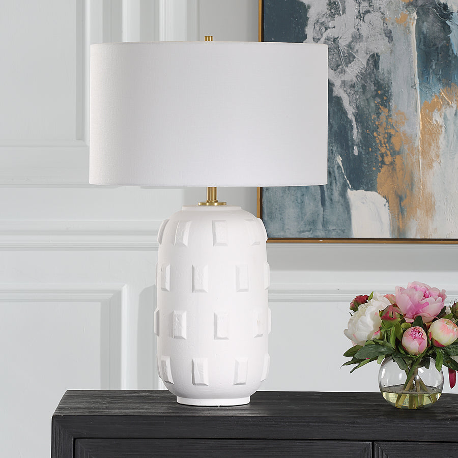 Emerie Textured White Table Lamp