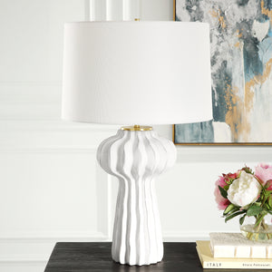 Wrenley Ridged White Table Lamp