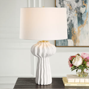 Wrenley Ridged White Table Lamp