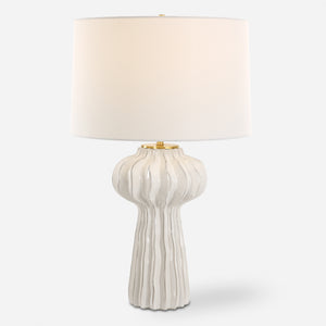 Wrenley Ridged White Table Lamp