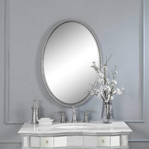 Sherise Brushed Nickel Oval Mirror - taylor ray decor