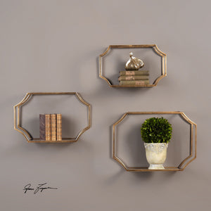 Lindee Gold Wall Shelves, S/3 - taylor ray decor