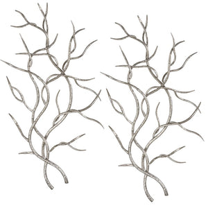 Silver Branches Metal Wall Art S/2