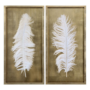 White Feathers Gold Shadow Box S/2 - taylor ray decor