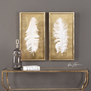 White Feathers Gold Shadow Box S/2 - taylor ray decor
