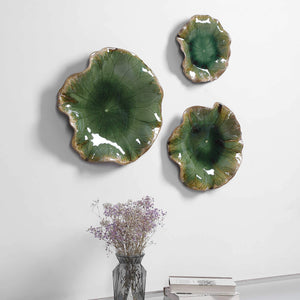 Abella Green Ceramic Wall Decor, S/3 - taylor ray decor