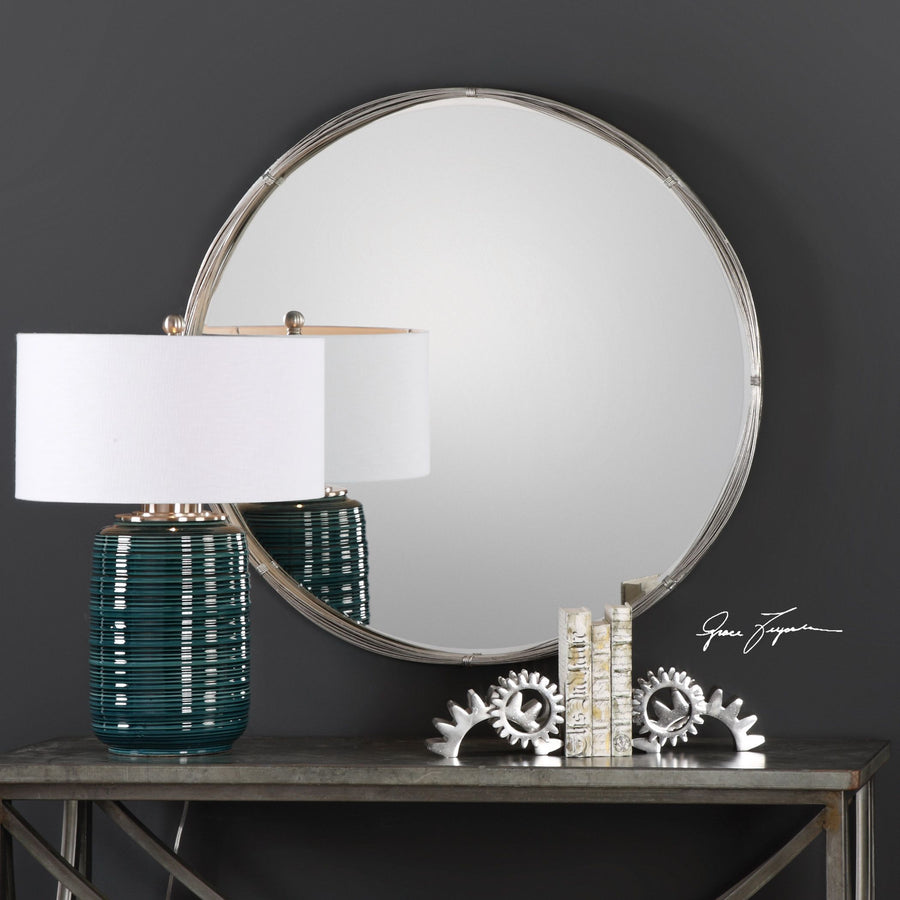 Ohmer Round Metal Coils Mirror - taylor ray decor