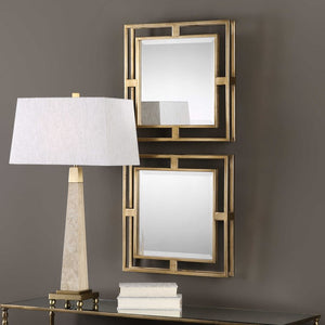 Allick Gold Square Mirrors S/2 - taylor ray decor