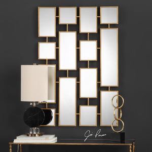 Kennon Forged Gold Rectangles Mirror - taylor ray decor