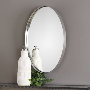 Pursley Brushed Nickel Oval Mirror - taylor ray decor