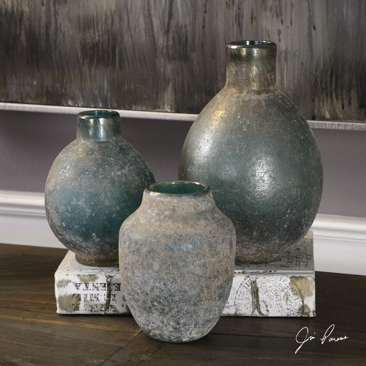 Mercede Weathered Blue-Green Vases S/3 - taylor ray decor