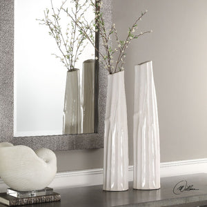 Kenley Crackled White Vases S/2 - taylor ray decor