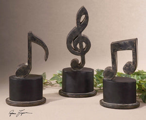 Music Notes Metal Figurines, Set/3 - taylor ray decor