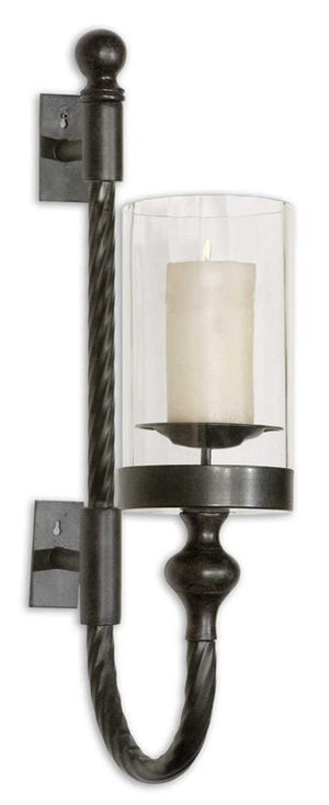 Garvin Twist Metal Sconce With Candle - taylor ray decor