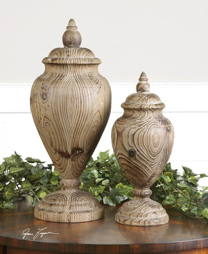 Brisco Carved Solid Wood Finials, Set/2 - taylor ray decor