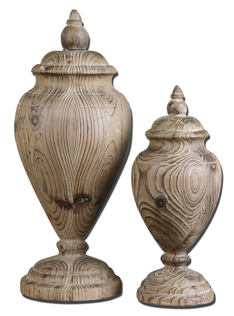 Brisco Carved Solid Wood Finials, Set/2 - taylor ray decor