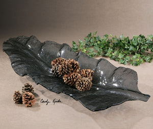 Smoked Leaf Glass Tray - taylor ray decor