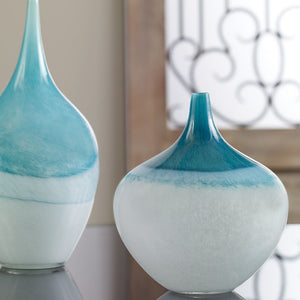 Carla Teal White Vases, S/2 - taylor ray decor