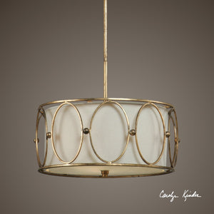 Ovala 3 Light Gold Drum Pendant - taylor ray decor