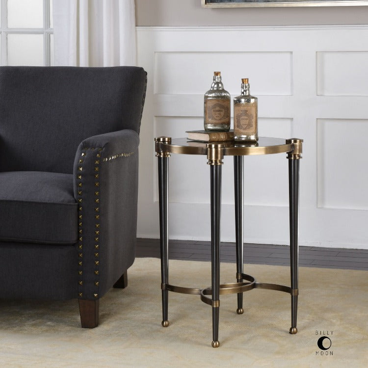 Thora Brushed Black Accent Table - taylor ray decor