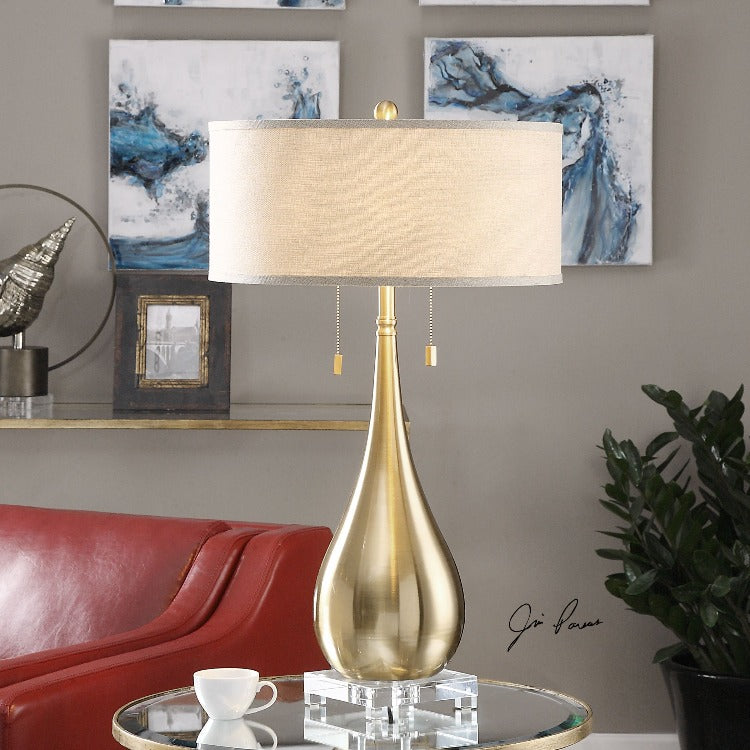 Lagrima Brushed Brass Lamp - taylor ray decor