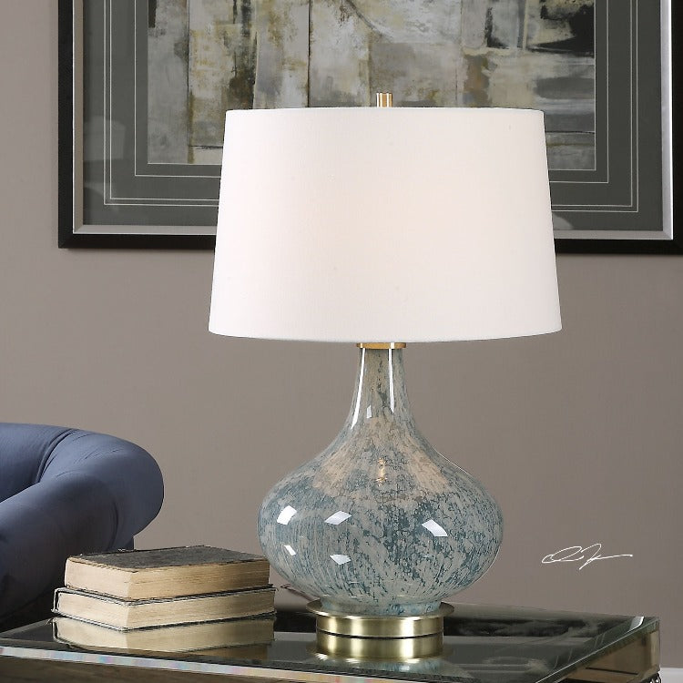 Celinda Blue Gray Glass Lamp - taylor ray decor