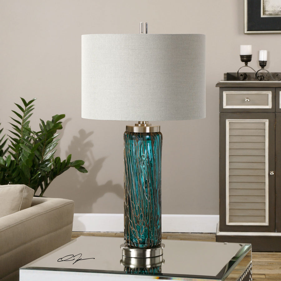 Almanzora Blue Glass Lamp - taylor ray decor