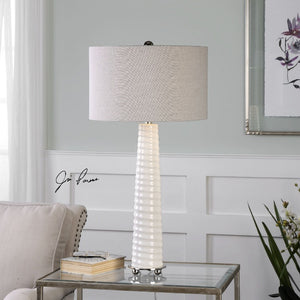 Mavone Gloss White Table Lamp - taylor ray decor