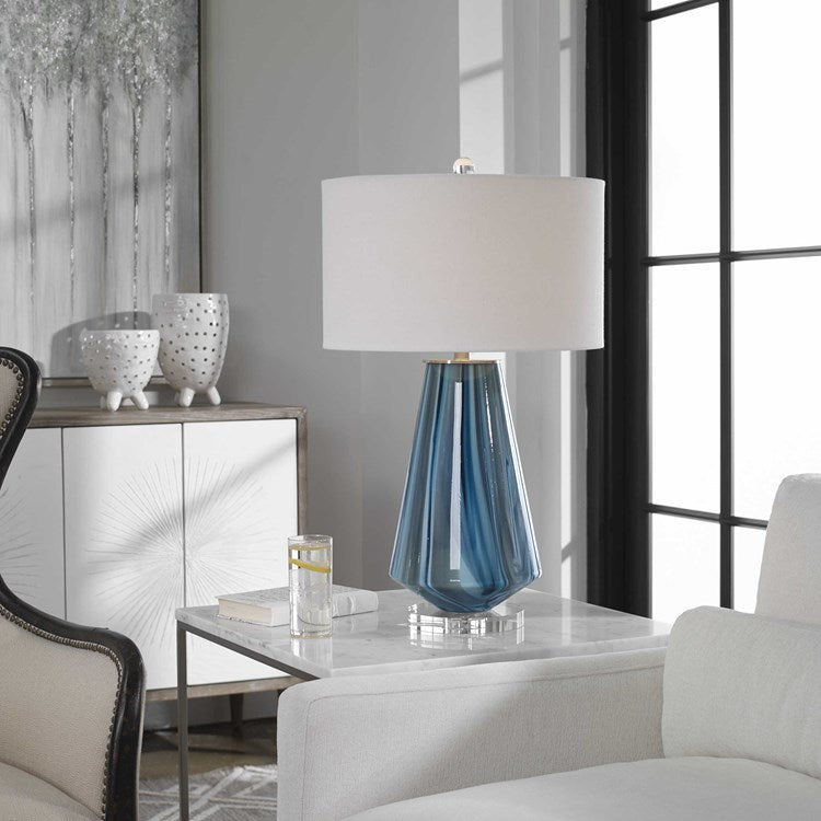 Pescara Teal-Gray Glass Lamp - taylor ray decor