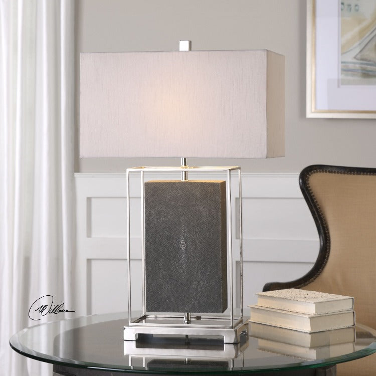 Sakana Gray Textured Table Lamp - taylor ray decor