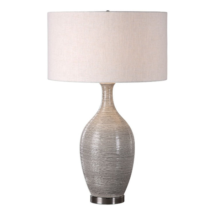 Dinah Gray Textured Table Lamp - taylor ray decor