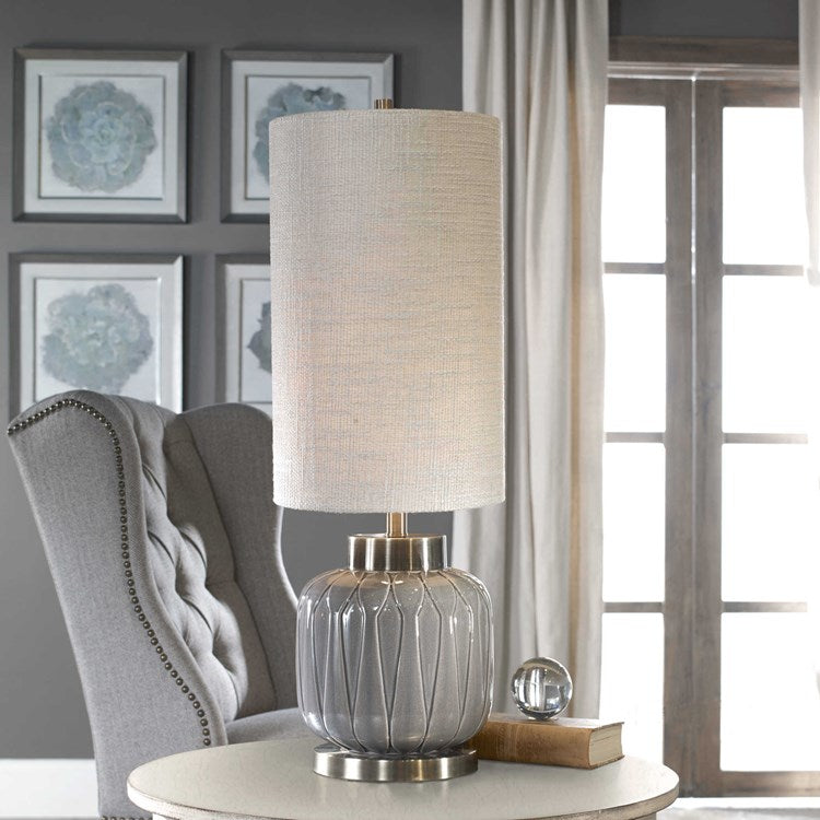 Zahlia Aged Gray Ceramic Lamp - taylor ray decor