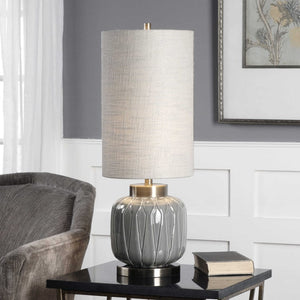 Zahlia Aged Gray Ceramic Lamp - taylor ray decor
