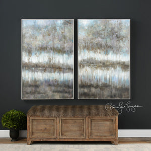 Gray Reflections Hand Painted Canvases S/2 - taylor ray decor