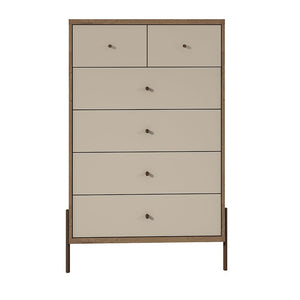 Joy 6-Drawer Tall Dresser in Off-White and Oak