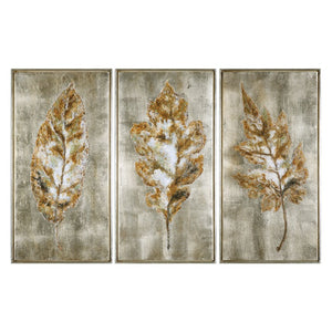 Champagne Leaves Modern Art S/3 - taylor ray decor