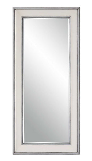 Metallic Trim Wood Leaner Mirror