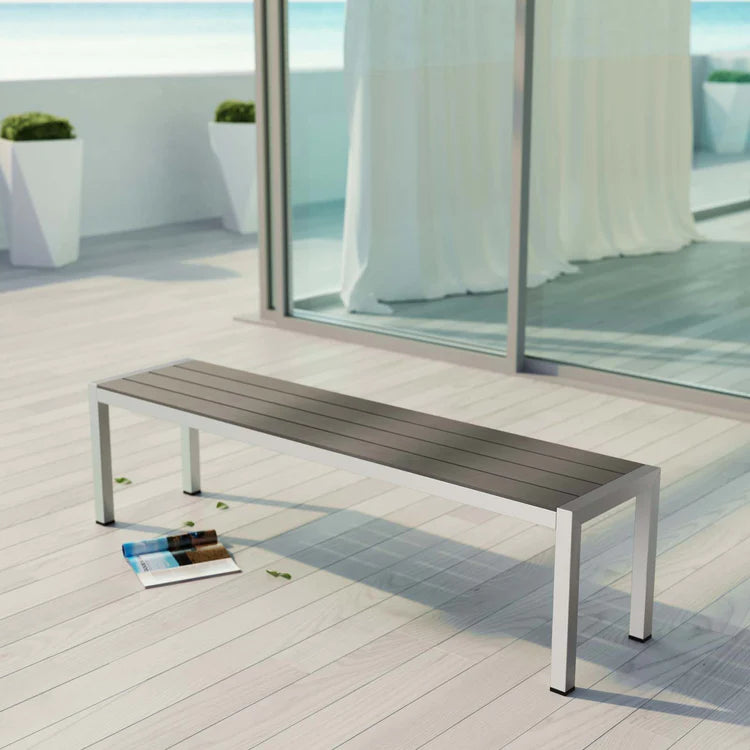 Shore Outdoor Patio Aluminum Bench - taylor ray decor