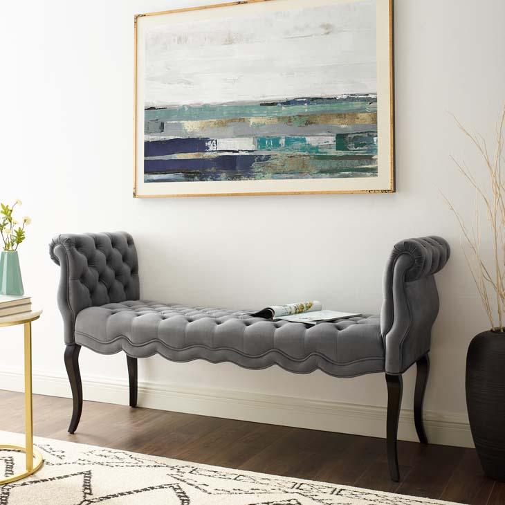 Adelia Chesterfield Style Button Tufted Velvet Bench - taylor ray decor