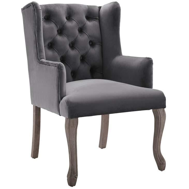 Realm French Vintage Velvet Dining Armchair - taylor ray decor