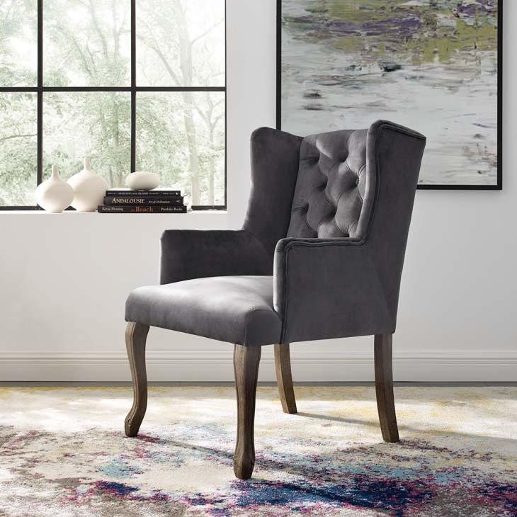 Realm French Vintage Velvet Dining Armchair - taylor ray decor