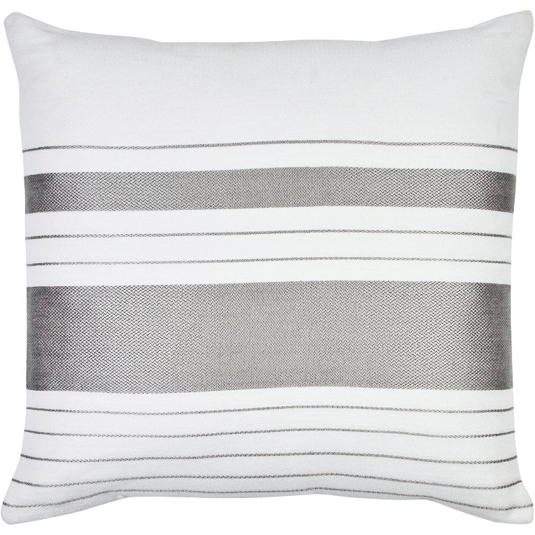 Strathmere Indoor/Outdoor Pillow in Cool Grey and White