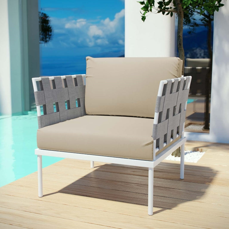 Harmony Outdoor Patio Aluminum Armchair in Beige